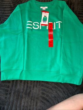 Esprit Kids Bright Green Pullover Sweatshirt with White Logo